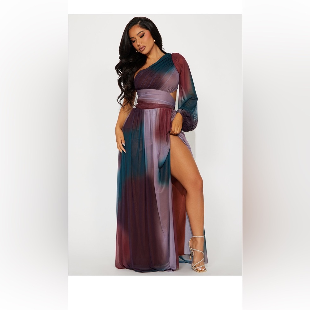 Fashion Nova multi colored maxi dress